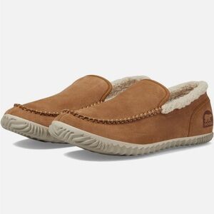 SOREL Dude Slipper Mens Brown Tan Suede Faux Fur Lining Moc Size 10